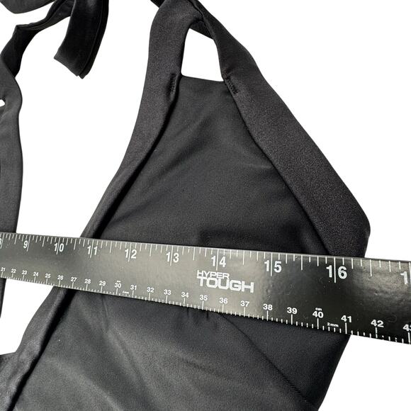TED BAKER LONDON NWT Women 12 Black Deep Plunge Halter Padded One Piece Swimsuit - Picture 8 of 11